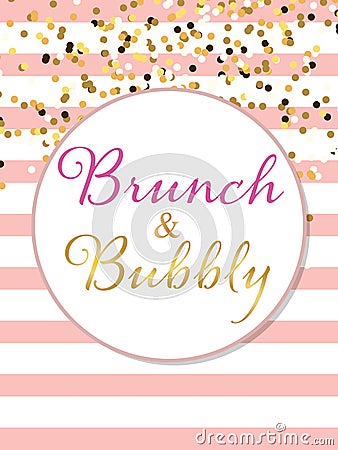 Brunch and Bubbly invitation. Bridal shower. Vector illustration. Vector Illustration